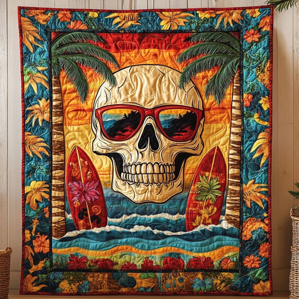 Tropical Skull Quilt Blanket