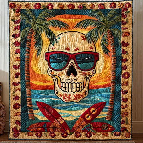Tropical Skull Quilt Blanket