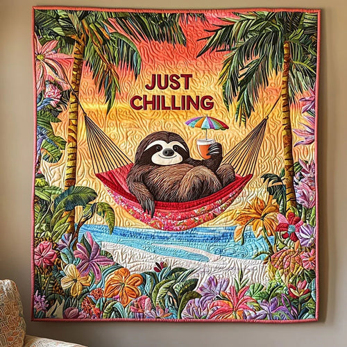 Tropical Summer Sloth Quilt Blanket