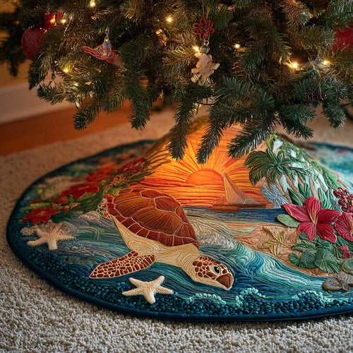 Tropical Sunset Christmas Quilted Tree Skirt