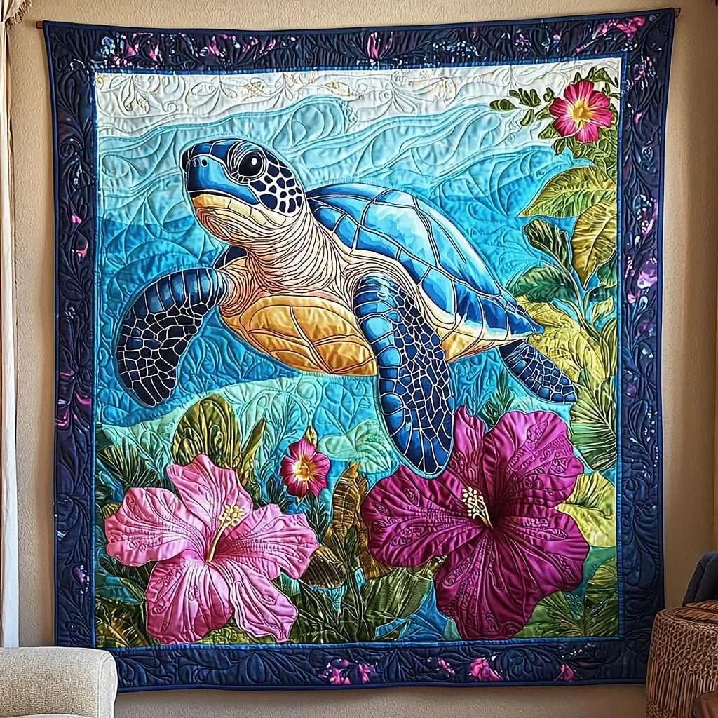 Tropical Turtle Quilt Blanket