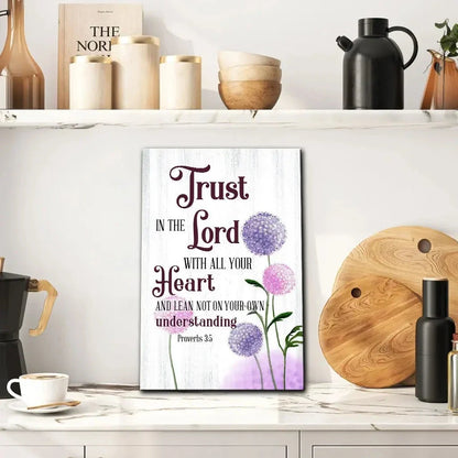 trust in the lord with all your heart dandelions flowers proverbs 3 5 wall art canvas (view 2)