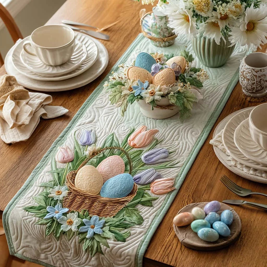 Tulip Egg Treasure Quilted Table Runner