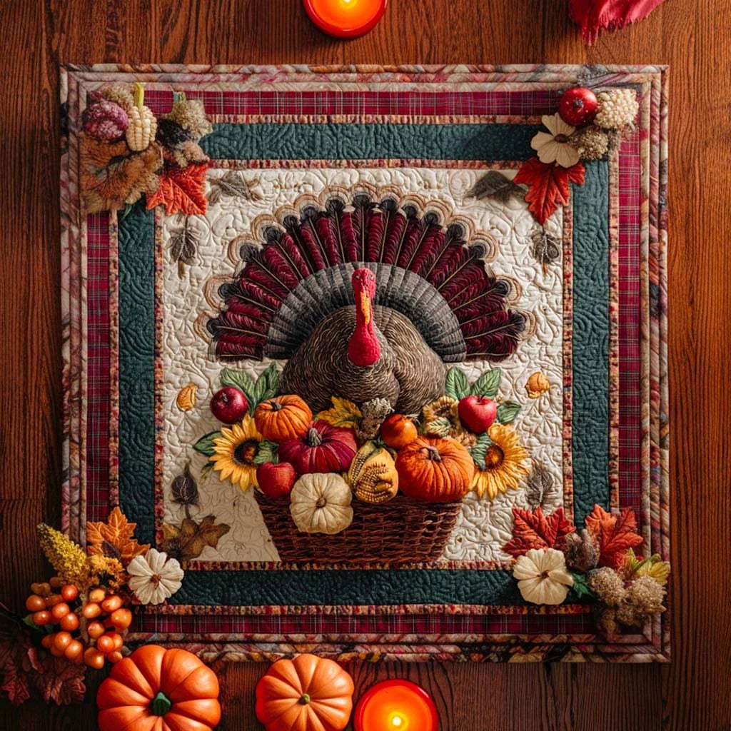 Turkey Day Treasures Quilted Table Topper