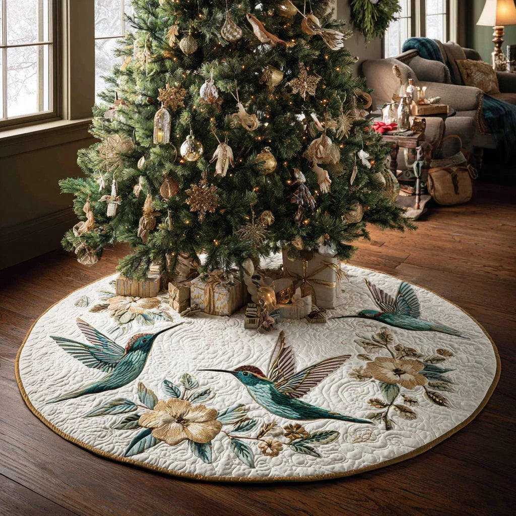Turquoise Spirit Christmas Quilted Tree Skirt
