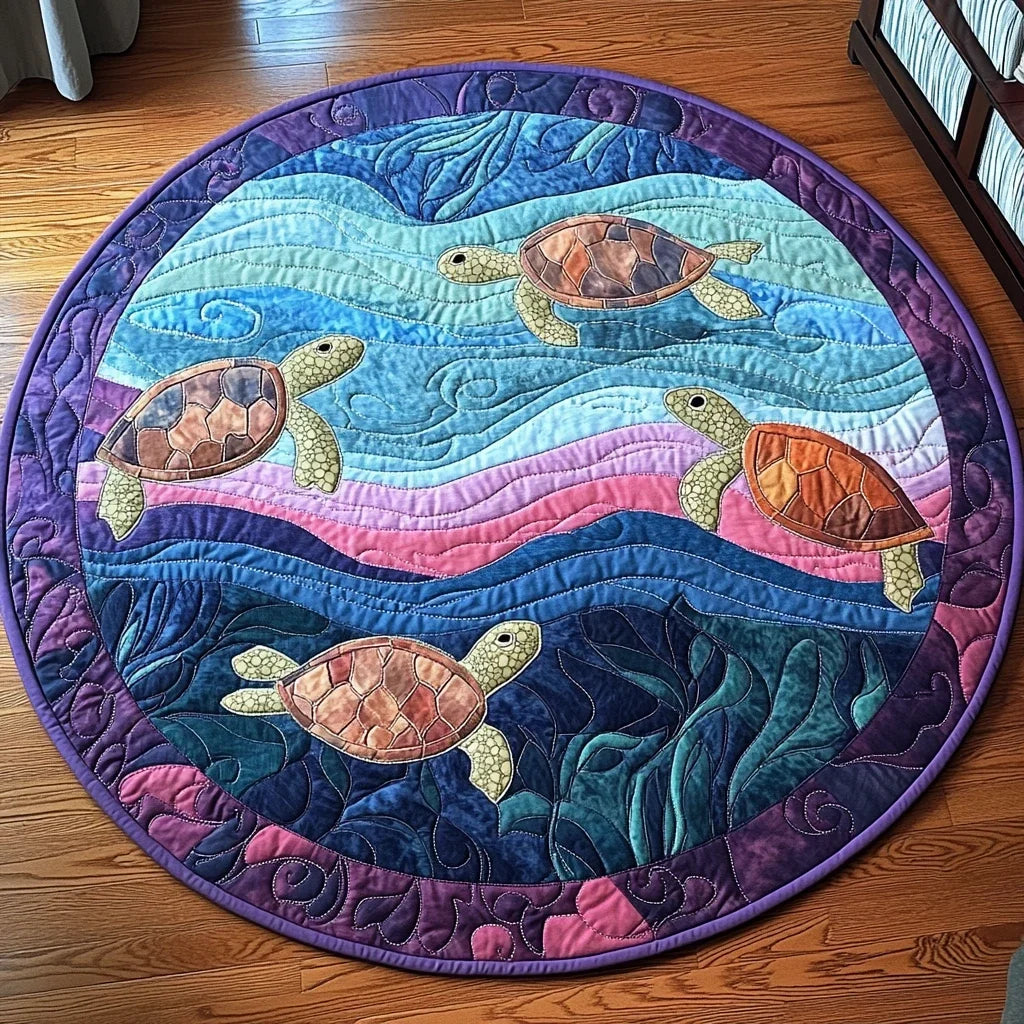 Turtle Bliss Quilted Round Mat