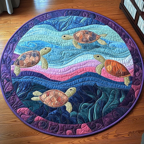 Turtle Bliss Quilted Round Mat