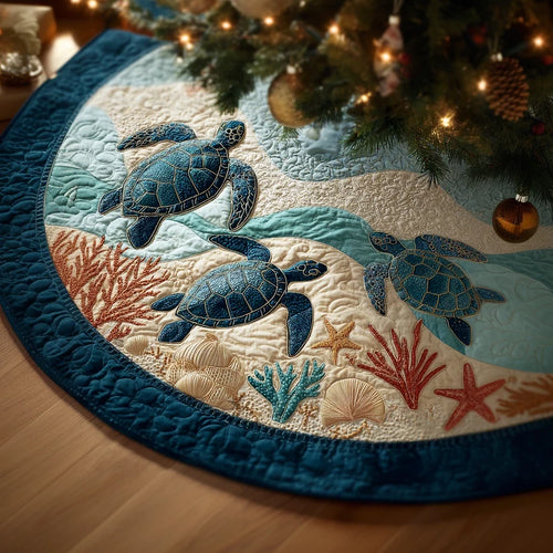 Turtle Dream Christmas Quilted Tree Skirt
