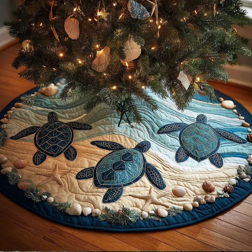 Turtle Dreams Christmas Quilted Tree Skirt