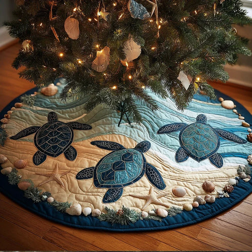 Turtle Dreams Christmas Quilted Tree Skirt