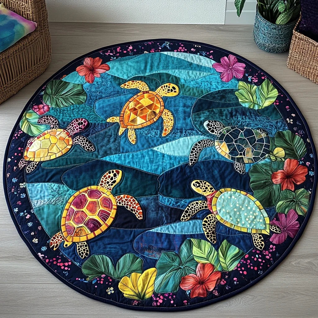 Turtle Glow Quilted Round Mat