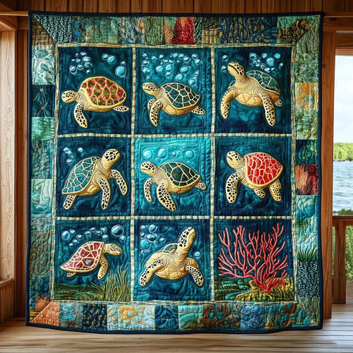 Turtle Harmony Quilt Blanket