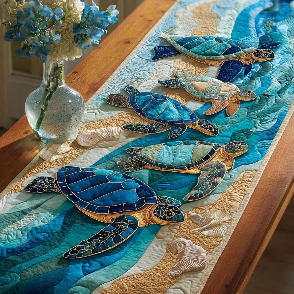 Turtle Harmony Quilted Table Runner