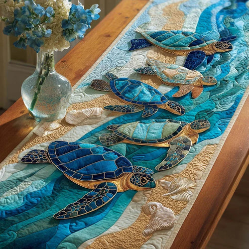 Turtle Harmony Quilted Table Runner