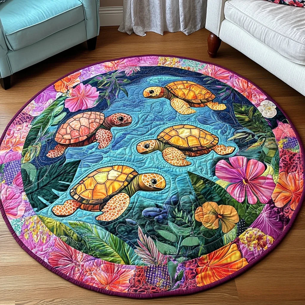 Turtle Haven Quilted Round Mat