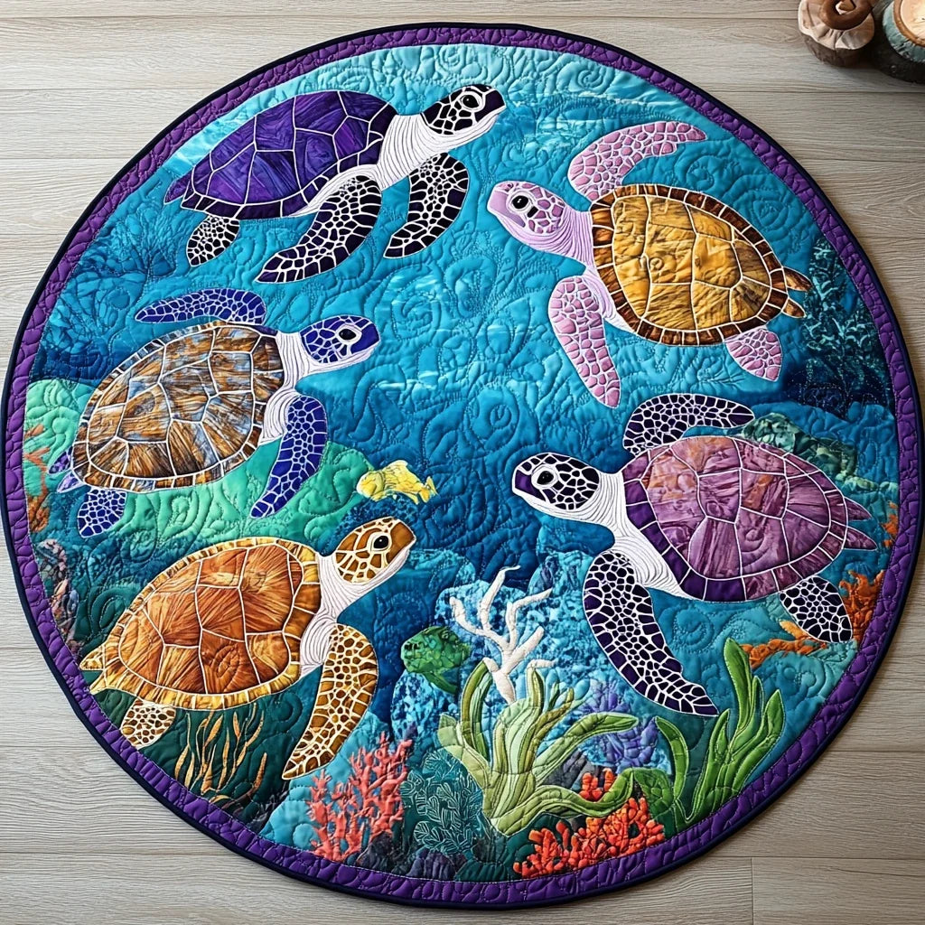Turtle Haven Quilted Round Mat