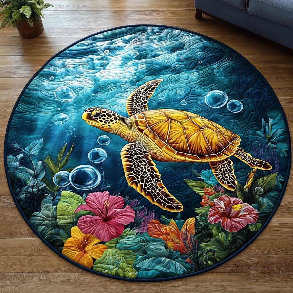 Turtle Haven Quilted Round Mat