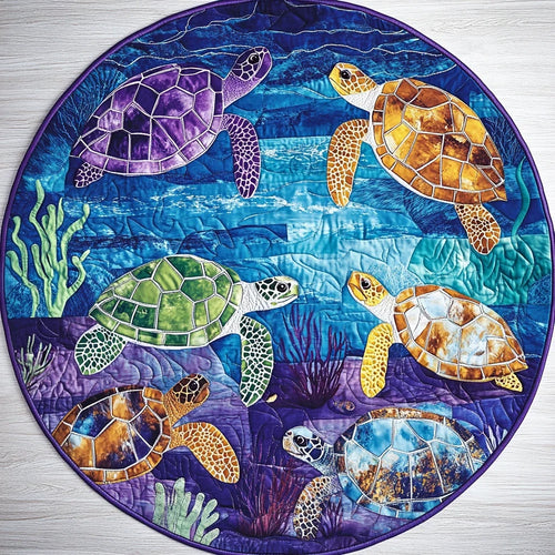 Turtle Journey Quilted Round Mat