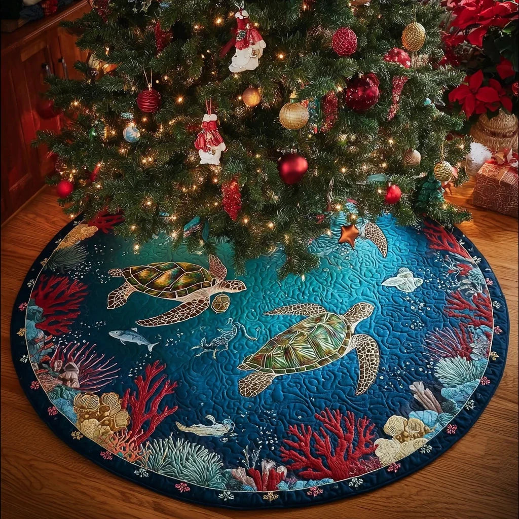 Turtle Path Christmas Quilted Tree Skirt