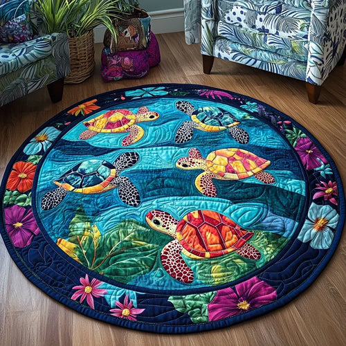 Turtle Relax Quilted Round Mat