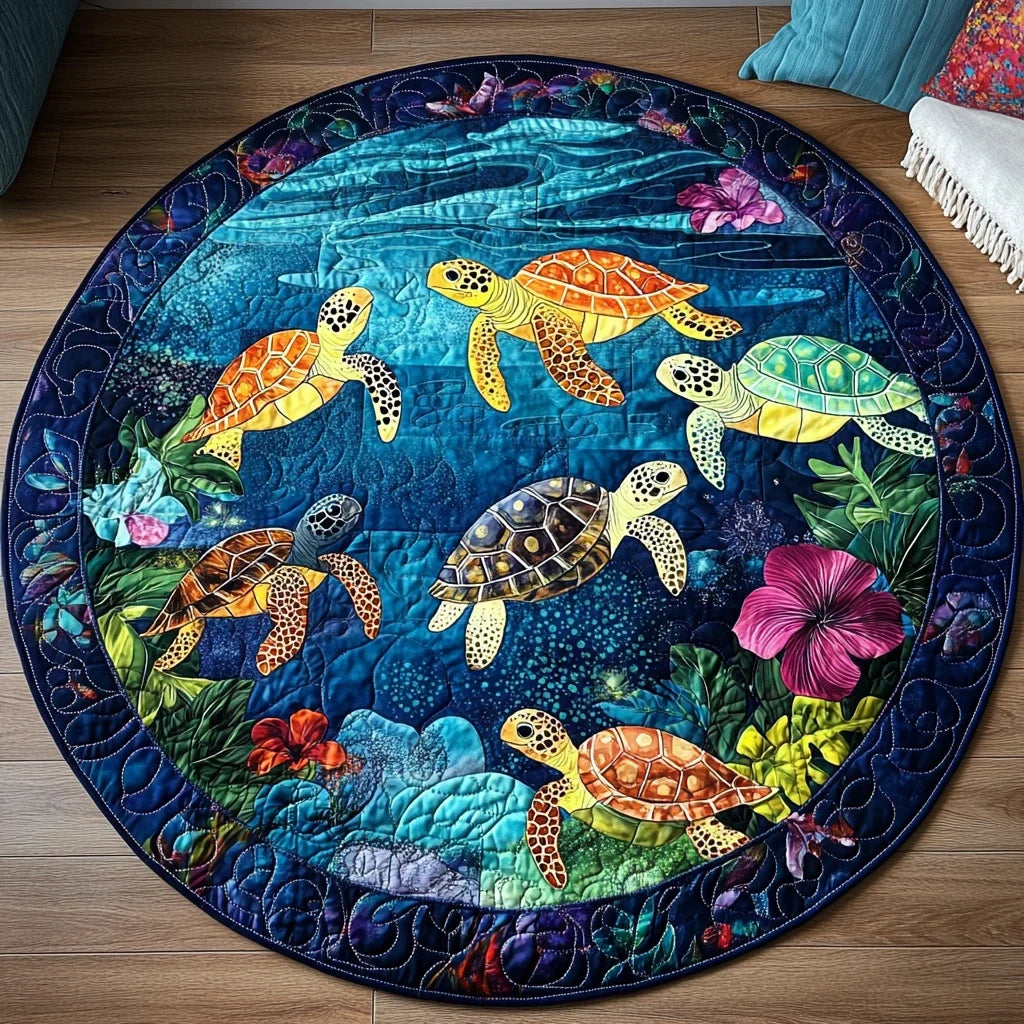 Turtle Tales Quilted Round Mat