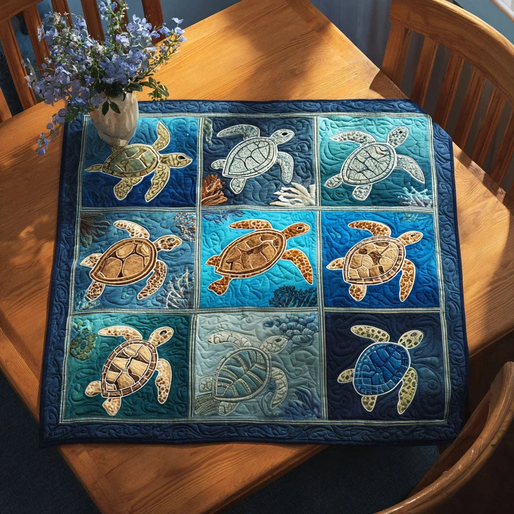 Turtle Trails Quilted Table Topper