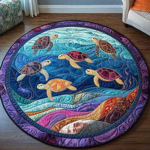 Turtle Tranquility Quilted Round Mat