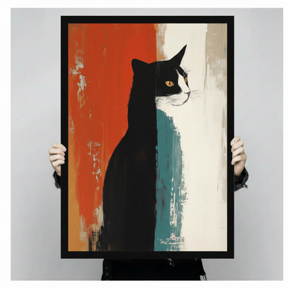 Tuxedo Cat Abstract Oil Painting Canvas Art Wall Art