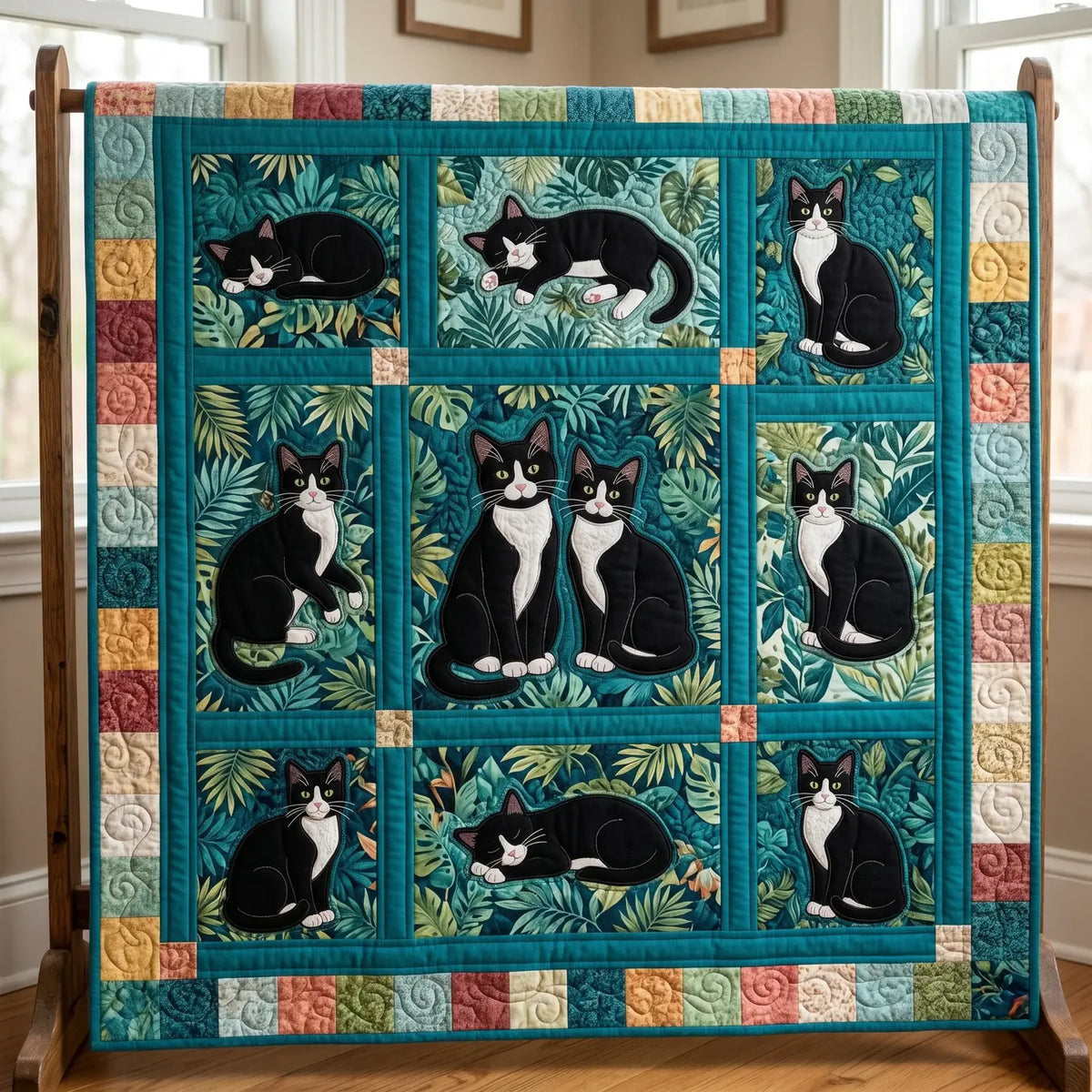 Tuxedo Cat Lovers Quilt Blanket