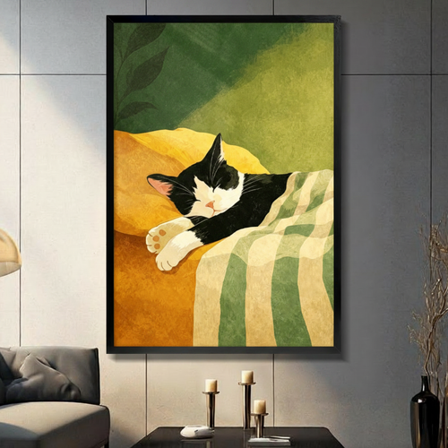 Sleeping Cat Cozy Sofa Warm Canvas Art Wall Art