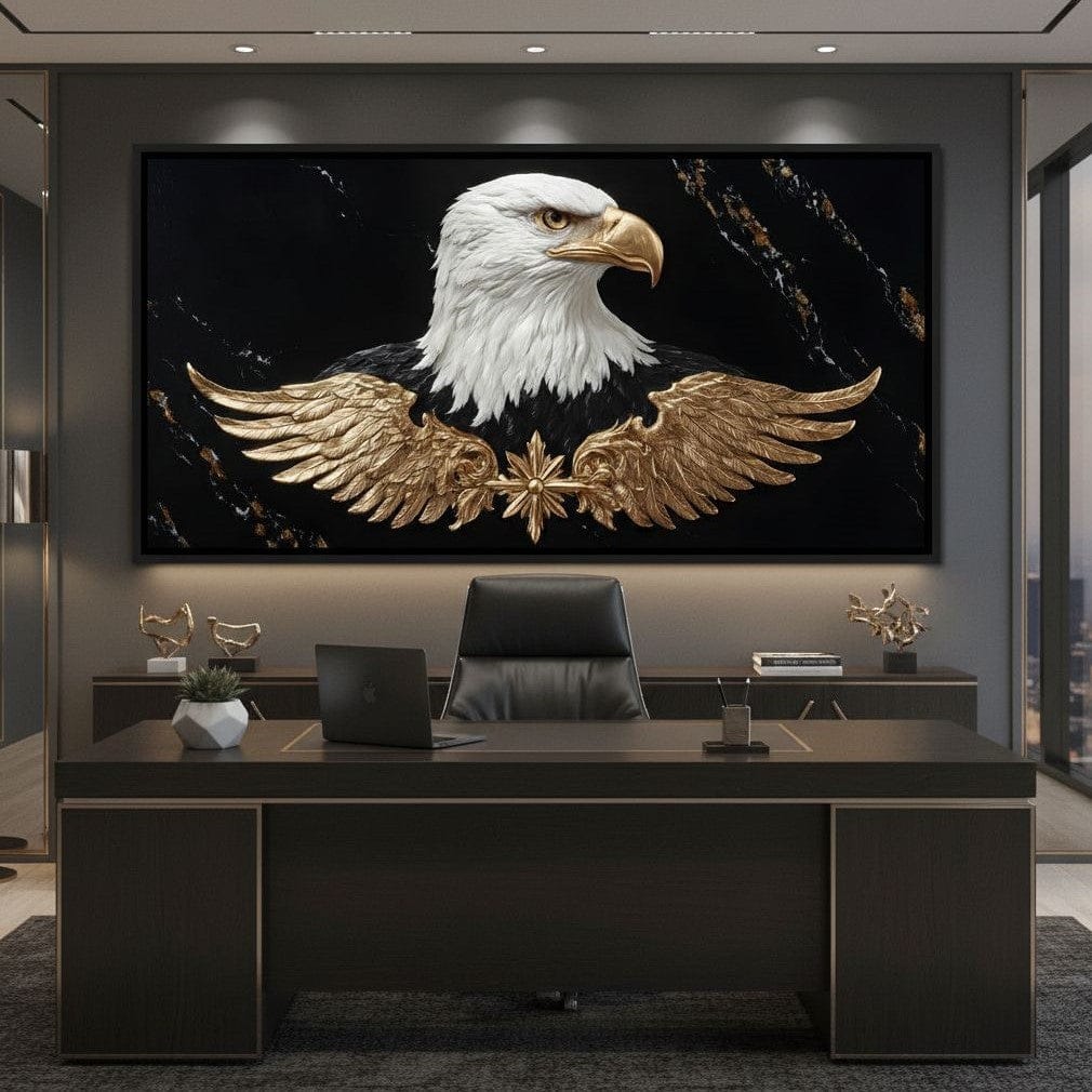 Golden Eagle Majesty Marble Canvas Wall Art