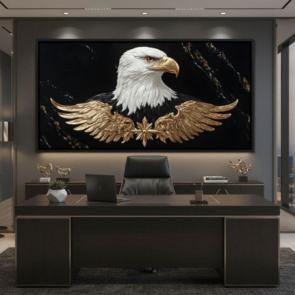 Golden Eagle Majesty Marble Canvas Wall Art