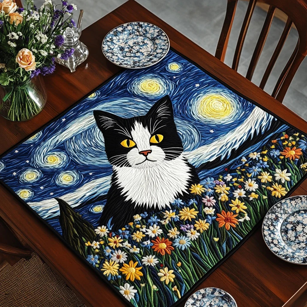Twilight Cat Quilted Table Topper
