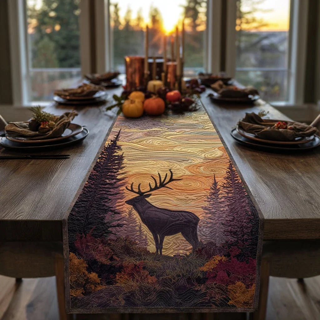Twilight Elk Quilted Table Runner