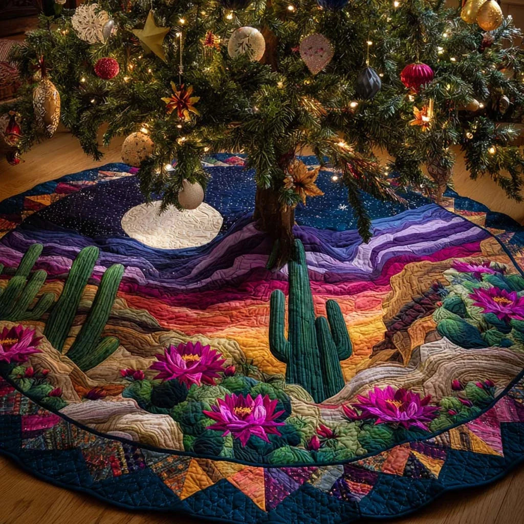Twilight Oasis Cactus Quilted Tree Skirt