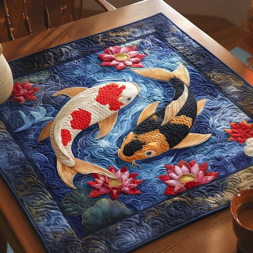 Twin Lotus Dance Quilted Table Topper