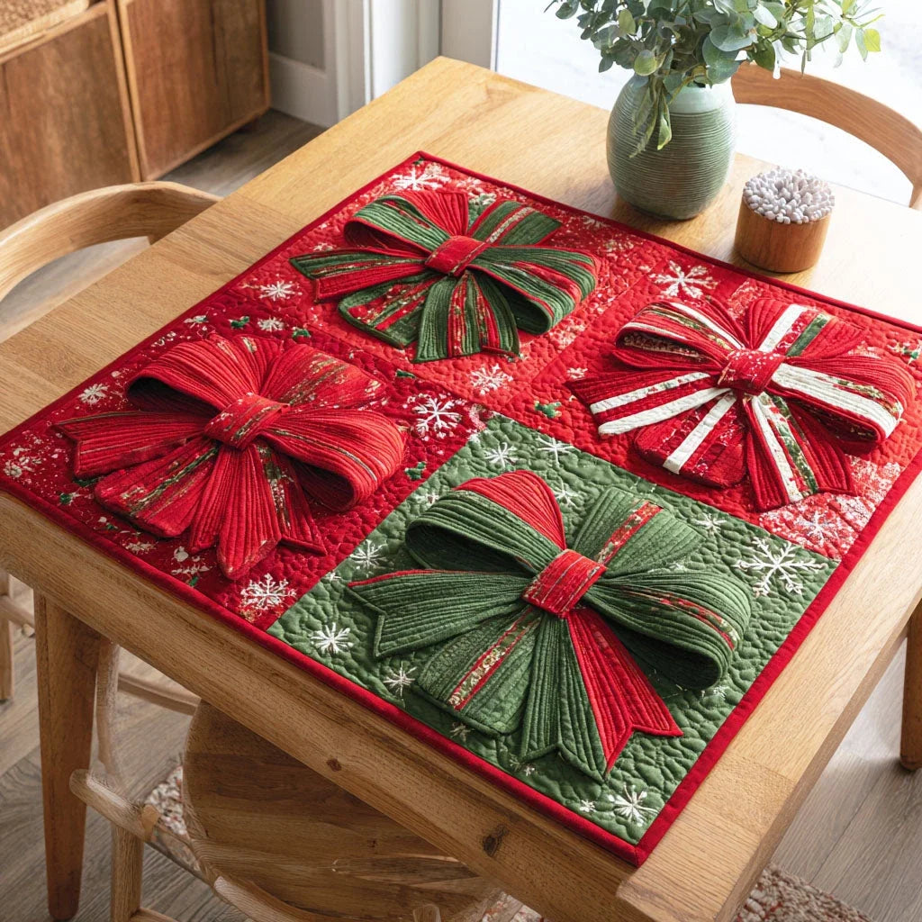 Twinkle Bow Quilted Table Topper