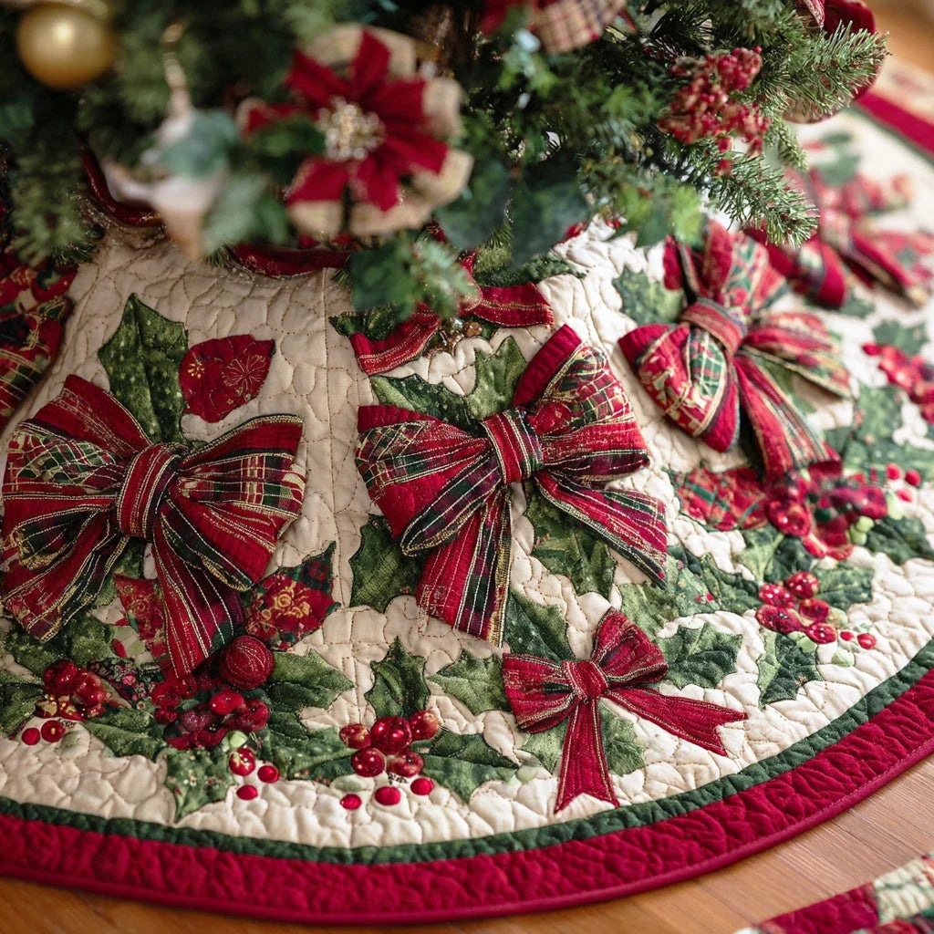 Twinkle Ornament Path Christmas Quilted Tree Skirt