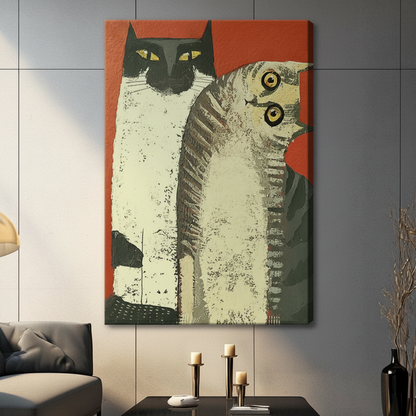 Bold Cat Duo Pop Art Canvas Wall Art