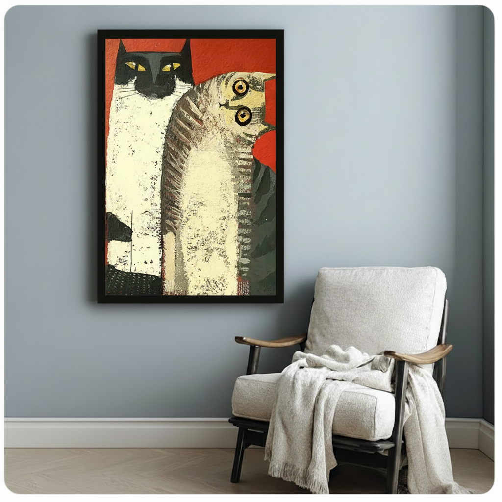 Bold Cat Duo Pop Art Canvas Wall Art