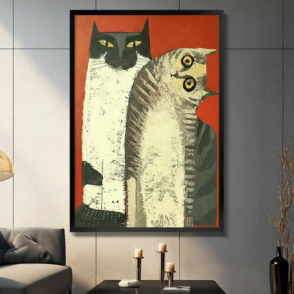 Bold Cat Duo Pop Art Canvas Wall Art
