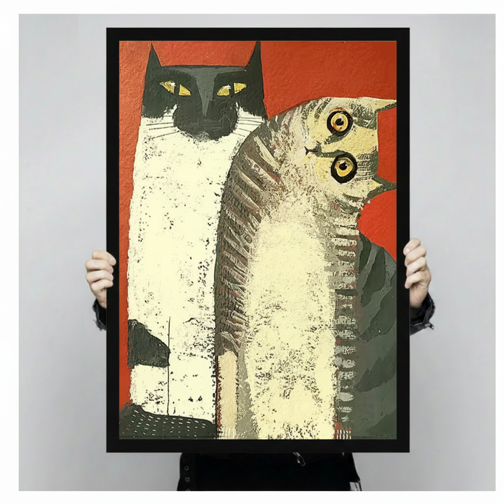 Bold Cat Duo Pop Art Canvas Wall Art