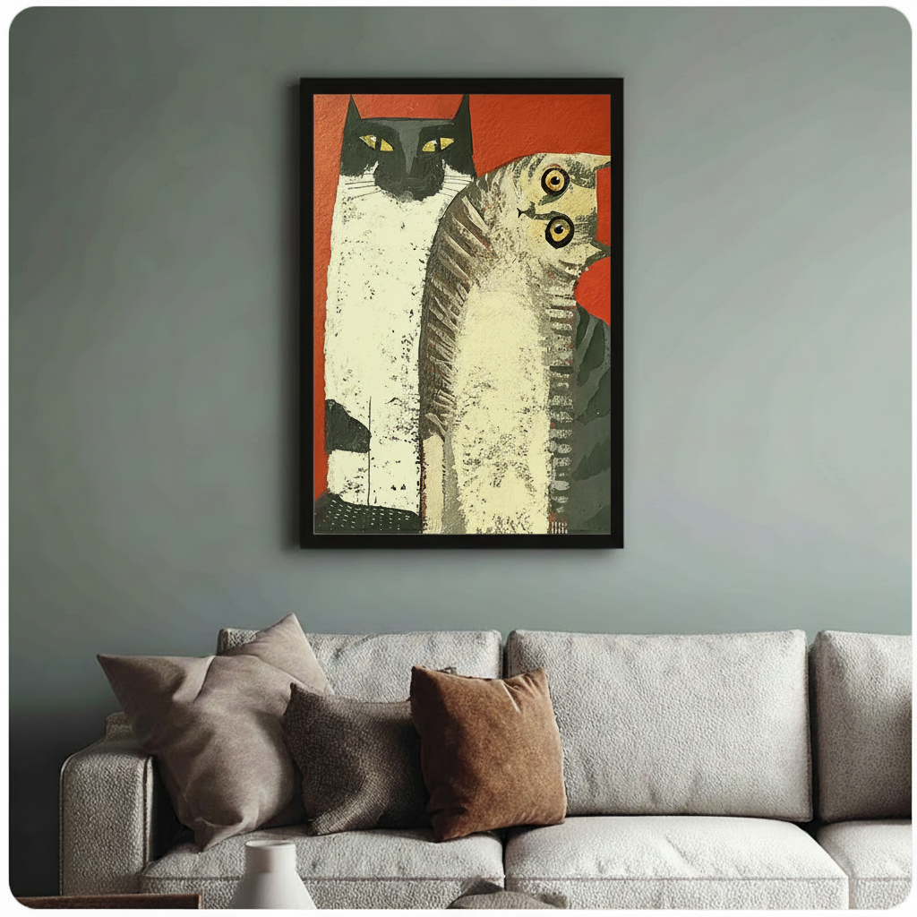 Bold Cat Duo Pop Art Canvas Wall Art