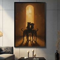 Two Greyhounds Golden Light Oil Canvas Wall Art