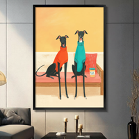 Funny Greyhound Dogs in Sweaters Canvas Wall Art