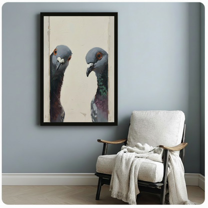 Two Pigeons Oil Painting Portrait Canvas Art Wall Art