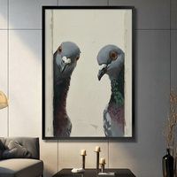 Two Pigeons Oil Painting Portrait Canvas Art Wall Art