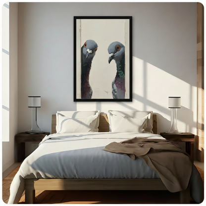 Two Pigeons Oil Painting Portrait Canvas Art Wall Art