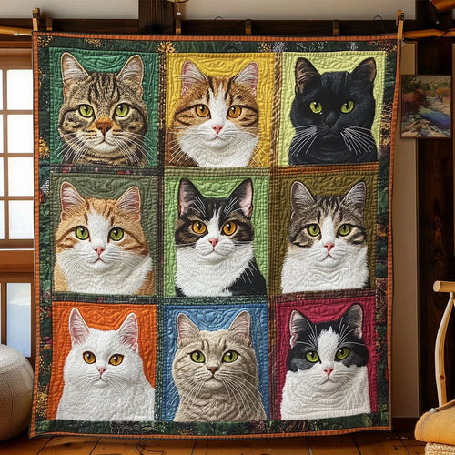 Type Cat Quilt Blanket