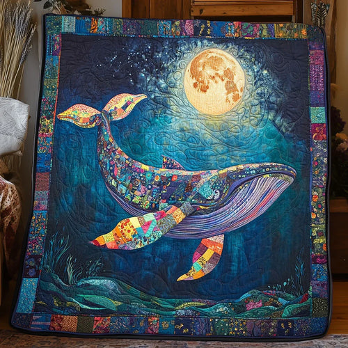 Under The Moon Whale Quilt Blanket
